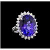 Image 1 : GIA Cert 11.40 ctw Tanzanite and Diamond Ring - 14KT White Gold