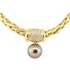 Image 1 : 0.50 ctw Diamond and Pearl Pendant And Chain - 18KT Yellow Gold