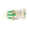 Image 1 : 0.66 ctw Emerald And Diamond Ring - 18KT Yellow Gold