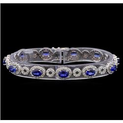 14KT White Gold 6.50 ctw Sapphire and Diamond Bracelet