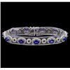 Image 1 : 14KT White Gold 6.50 ctw Sapphire and Diamond Bracelet