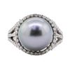 Image 2 : 0.53 ctw Pearl and Diamond Ring - 14KT White Gold