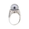 Image 4 : 0.53 ctw Pearl and Diamond Ring - 14KT White Gold