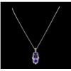 Image 1 : 20.72 ctw Tanzanite and Diamond Pendant With Chain - 14KT White Gold