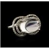 Image 1 : 14KT White Gold 0.84 ctw Blue Moonstone and Diamond Ring