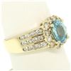 Image 2 : 14kt Yellow Gold 2.35 ctw Aquamarine and Diamond Halo Ring