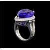 Image 4 : GIA Cert 13.42 ctw Tanzanite and Diamond Ring - 14KT White Gold