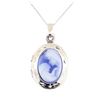Image 2 : 3.00 ctw Blue Lace Agate Pendant & Chain - 14KT White Gold