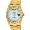 Image 2 : Rolex Mens 18K Yellow Gold MOP String Diamond Quickset President Wristwatch With