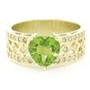 Image 1 : 14kt Yellow Gold 1.90 ctw Heart Peridot and Diamond Wide Band Ring