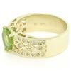 Image 3 : 14kt Yellow Gold 1.90 ctw Heart Peridot and Diamond Wide Band Ring