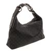 Image 2 : Gucci Black GG Canvas Leather Medium Horsebit Hobo Bag