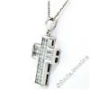 Image 4 : 18kt White Gold 1.31 ctw Invisible Set Princess Cut Diamond Cross Pendant Neckla