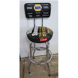 NAPA High-Back Round Padded Shop Stool w/Chrome 4-Leg Ring Base, 15" Dia.