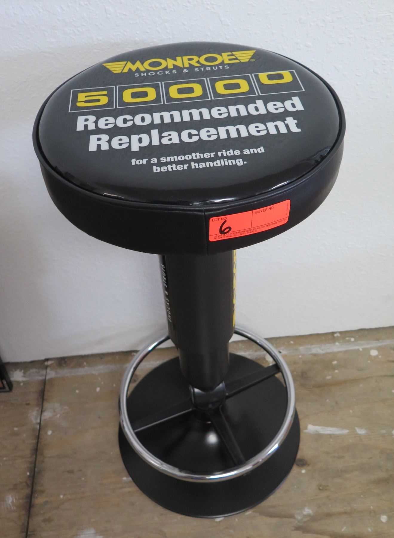 Benchmark Monroe Shocks Black Pedestal Single Ring Padded Round Shop Stool