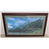 Image 1 : Framed Mountain Landscape Print by Patrick Doell with Original Signature 36"x21"
