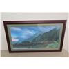 Image 2 : Framed Mountain Landscape Print by Patrick Doell with Original Signature 36"x21"