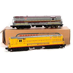 O Gauge Williams FM Trainmaster Lackawanna Dummy and Unknown Manufacturer UP FM Trainmaster powered 
