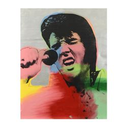 Steve Kaufman (1960-2010), "Elvis Vegas" Hand Painted Limited Edition Silkscreen on Canvas from an H