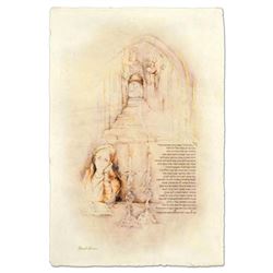 Brachi Horen, "Eshet Chail" Hand-Embellished Mixed Media with Goldleaf, Hand Signed with Certificate