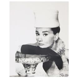 Peter Tunney, "Audrey Hepburn (Black and White)" Hand Signed Original Mixed Media with Certificate o