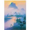 Image 1 : H. Leung, "Li River Morning" Hand Embellished Limited Edition, Numbered and Hand Signed with Letter 