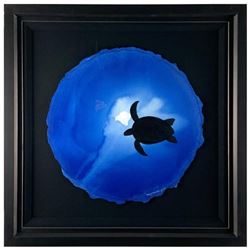 Wyland, "Turtle Abstract" Hand Signed Original Painting on Paper with Letter of Authenticity.