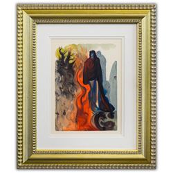 Salvador Dali- Original Color Woodcut on B.F.K. Rives Paper "Inferno 34"