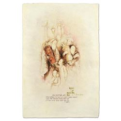 Brachi Horen, "Ets Chaim" Hand-Embellished Mixed Media with Goldleaf, Hand Signed with Certificate o