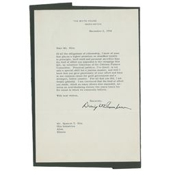 Dwight D. Eisenhower Typed Letter Signed