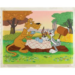 Bugs Bunny, Shorty, and Pete Puma master background set-up and drawing entitled How Many Lumps