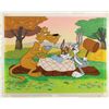 Image 1 : Bugs Bunny, Shorty, and Pete Puma master background set-up and drawing entitled How Many Lumps