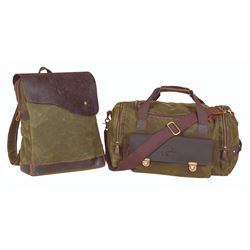 2 Piece Canvas and Leather Bag Set