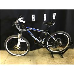 BLUE AND BLACK JAVELIN,  24 SPEED, 78CM STANDOVER HEIGHT, DISC BRAKES MOUNTAIN BIKE - FLAT  FRONT