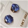 Image 2 : 10K YELLOW GOLD TANZANITE (3CT) STUD EARRINGS