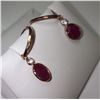 Image 2 : 10K ROSE GOLD BURMA RUBIES (2.9CT) DIAMOND (0.25CT) EARRINGS