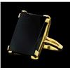 Image 2 : 14KT Yellow Gold Ladies Black Onyx Ring