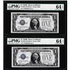 Image 1 : (2) Consecutive 1928B $1 Silver Certificate Notes Fr.1602 PMG Choice Uncirculated 64EPQ