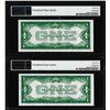 Image 2 : Lot of (2) Consecutive 1928A $1 Funnyback Silver Certificate Notes Fr.1601 PMG Choice Uncirculated 6