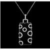 Image 2 : 14KT White Gold 0.50 ctw Diamond and Onyx Pendant with Chain