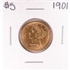 Image 1 : 1901 $5 Liberty Head Half Eagle Gold Coin