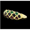 Image 2 : 14KT Yellow Gold Ladies 0.50 ctw Sapphire, Emerald and Ruby Ring.