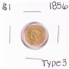 Image 1 : 1856 Type 3 $1 Liberty Head Gold Dollar Coin