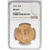 Image 1 : 1924 $20 St. Gaudens Double Eagle Gold Coin NGC MS66+