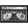 Image 1 : Low Serial # 1899 $1 Black Eagle Silver Certificate Note PMG Choice Uncirculated 64EPQ