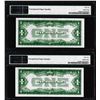 Image 2 : (2) Consecutive 1928A $1 Silver Certificate Notes Fr.1601 PMG Gem Uncirculated 66EPQ