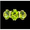 Image 1 : 14KT Yellow Gold Ladies 5.00 ctw Peridot Three Stone Ring