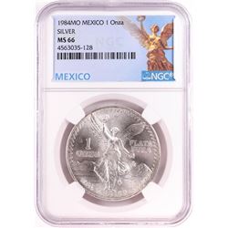 1984Mo Mexico 1 Onza Libertad Silver Coin NGC MS66