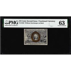 1863 25 Cents Second Issue Fractional Note Fr.1283 PMG Choice Uncirculated 63