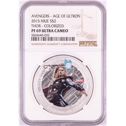 2015 Niue $2 Proof Avengers Age of Ultron Thor Silver Coin NGC PF69 Ultra Cameo